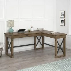 Best Pirce ✔️ Ameriwood Home Engineered Wood L Desk With Lift Top In Rustic Gray 🎉 -Cheap Executive Store 2175906 5 L