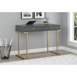 Cheap 🎁 Ameriwood Home Contemporary Serenity Computer Desk In Graphite Gray ❤️ -Cheap Executive Store 2175932 3 L