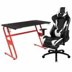 Best deal 🎁 Flash Furniture Z-Frame Gaming Desk And Reclining Swivel Chair In Red And Black 👏