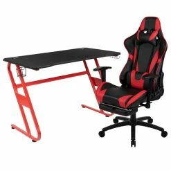 Best reviews of ✔️ Flash Furniture Z-Frame Gaming Desk And Reclining Swivel Chair In Red 💯