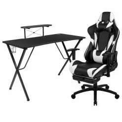 Hot Sale 🌟 Flash Furniture Gaming Desk And Reclining Swivel Chair In Black ⭐