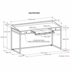 Deals 😍 Scranton & Co Solid Wood Computer Desk In Rustic Natural Aged Brown ⌛ -Cheap Executive Store 2192575 4 L