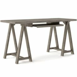 Cheap 🌟 Atlin Designs 60"W Modern Solid Wood Computer Desk In Farmhouse Gray 👍 -Cheap Executive Store 2192600 2 L