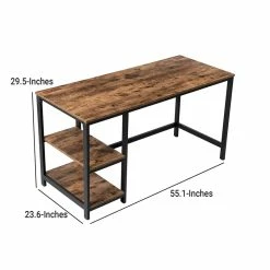 Flash Sale 😉 Benjara 23.6" Contemporary Wood Computer Desk With 2 Shelves In Rustic Brown ✔️ -Cheap Executive Store 2196503 4 L