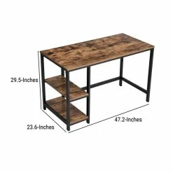 Promo 👏 Benjara 23.6" Contemporary Wood Computer Desk With 2 Shelves In Brown/Black ✨ -Cheap Executive Store 2196504 4 L