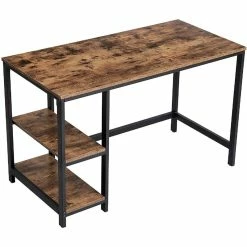 Promo 👏 Benjara 23.6" Contemporary Wood Computer Desk With 2 Shelves In Brown/Black ✨