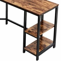 Coupon ❤️ Benjara 54 Inch L Shape Wood Computer Desk- 2 Shelves- Metal Legs- Brown And Black 💯 -Cheap Executive Store 2196509 3 L