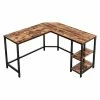 Coupon ❤️ Benjara 54 Inch L Shape Wood Computer Desk- 2 Shelves- Metal Legs- Brown And Black 💯