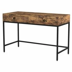 Best Sale 💯 Benjara 21.7" Transitional Wood Computer Desk With 2 Drawers In Brown/Black 😀
