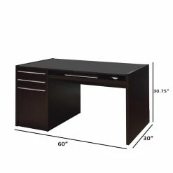 Coupon ✨ Benjara 30" Contemporary Wood Connect IT Computer Desk In Brown 😀 -Cheap Executive Store 2200597 3 L