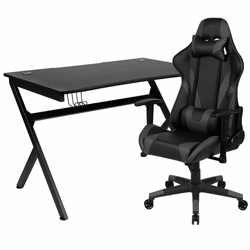 Brand new β Flash Furniture Gaming Desk And Racing Reclining Chair Set In Black And Gray π 1 Brand new β Flash Furniture Gaming Desk And Racing Reclining Chair Set In Black And Gray π