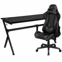 Wholesale 🔥 Flash Furniture Gaming Desk And Racing Reclining Chair Set In Black And Gray ⌛