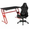 Best Sale 🌟 Flash Furniture Gaming Desk And Racing Reclining Chair Set In Red And Gray 😉
