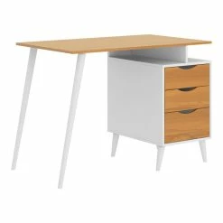 Buy 👍 The Urban Port 40.94" Wood Office Computer Desk With Angled Legs In White 💯