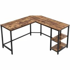Budget 😀 The Urban Port 53.1" L-Shaped Wood Computer Desk With 2-Shelves In Brown 🤩