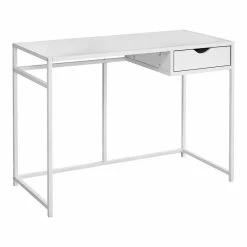 Best reviews of 😍 Monarch 42.25" 1-drawer Wood Computer Desk With Metal Frame In White 🌟