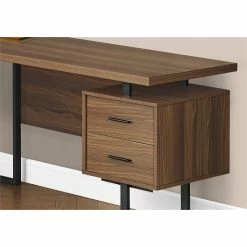 Budget ✨ Monarch 71" 3-drawer Riversible L-shaped Wood Computer Desk In Walnut/Black 😀 -Cheap Executive Store 2216794 2 L