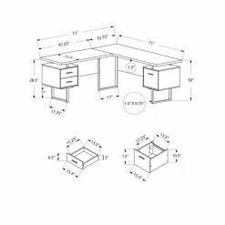 Budget ✨ Monarch 71" 3-drawer Riversible L-shaped Wood Computer Desk In Walnut/Black 😀 -Cheap Executive Store 2216794 8 L