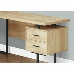 Flash Sale ❤️ Monarch 71" 3-drawer L-shaped Wood Computer Desk In Natural/Black 🧨 -Cheap Executive Store 2216796 6 L
