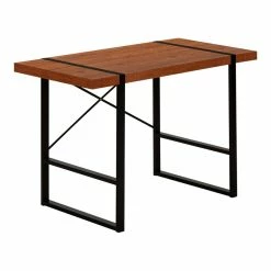 New ๐ Monarch 49" Thick-Panel Desktop Contemporary Wood Computer Desk In Cherry/Black ๐งจ