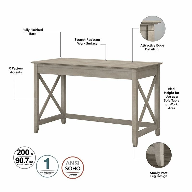 Flash Sale π Bush Key West 2 Person Desk Set With File Cabinet In Washed Gray - Engineered Wood π 3 Flash Sale π Bush Key West 2 Person Desk Set With File Cabinet In Washed Gray - Engineered Wood π - Image 3