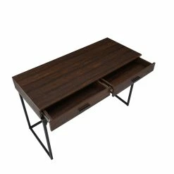 Buy 🔔 Bowery Hill Transitional Metal Computer Desk With Drawers In Elm And Black 💯 -Cheap Executive Store 2226436 5 L