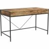 Deals 😀 Safdie & Co. 49"L 2-Drawers Black Metal Computer Desk In Brown Reclaimed Wood 🔔
