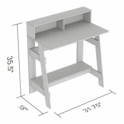 Brand new 🎉 Safdie & Co. 31.5"L Computer Desk With 2-Shelves In Cappuccino 👍 -Cheap Executive Store 2243866 2 L