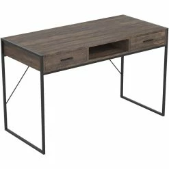 Best Sale 🌟 Safdie & Co. 48"L 2-Drawers 1-Shelf Computer Desk In Dark Brown Reclaimed Wood ❤️