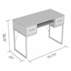 Top 10 🎉 Safdie & Co. 42.5"L 2-Drawers 1-Shelf Black Metal Computer Desk In Dark Grey 👍 -Cheap Executive Store 2243877 2 L