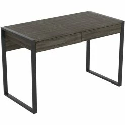 Best Pirce 😉 Safdie & Co. 47"L 2-Drawers Black Metal Computer Desk In Dark Grey ⌛