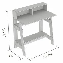 Discount 🔥 Safdie & Co. 31.5"L Computer Desk 2-Shelves In Dark Taupe 🔔 -Cheap Executive Store 2243907 2 L