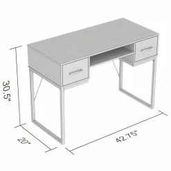 Best reviews of 🛒 Safdie & Co. 42.5"L 2-Drawers 1-Shelf Black Metal Computer Desk In Dark Taupe 🌟 -Cheap Executive Store 2243909 2 L