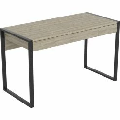 Deals 🤩 Safdie & Co. 50"L 3-Drawers Black Metal Computer Desk In Dark Taupe 🔥