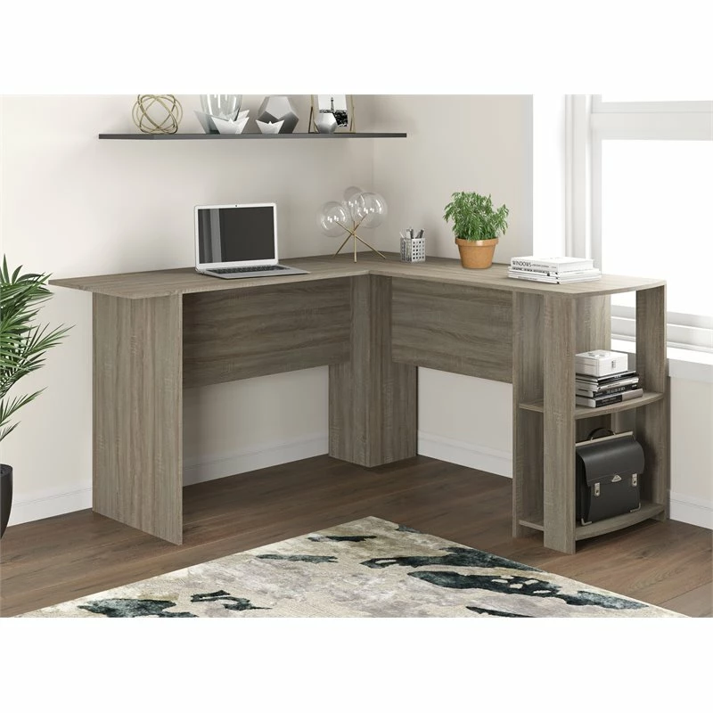 Wholesale 😍 Safdie & Co. 55"L L-Shaped Computer Desk With 2-Shelves In Dark Taupe 🛒 2 Wholesale 😍 Safdie & Co. 55"L L-Shaped Computer Desk With 2-Shelves In Dark Taupe 🛒 - Image 2