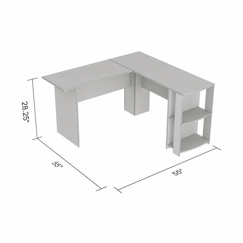 Wholesale 😍 Safdie & Co. 55"L L-Shaped Computer Desk With 2-Shelves In Dark Taupe 🛒 3 Wholesale 😍 Safdie & Co. 55"L L-Shaped Computer Desk With 2-Shelves In Dark Taupe 🛒 - Image 3
