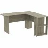 Wholesale 😍 Safdie & Co. 55"L L-Shaped Computer Desk With 2-Shelves In Dark Taupe 🛒