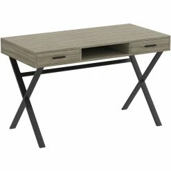 Wholesale ✨ Safdie & Co. 47"L 2-Drawers 1-Shelf Metal Computer Desk In Dark Taupe ✨