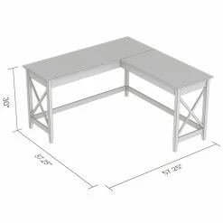 Best Sale 😍 Safdie & Co. 57"L L-Shaped Computer Desk With X Sides In Light Grey 😀 -Cheap Executive Store 2243973 2 L