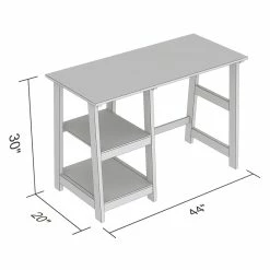 Coupon 😀 Safdie & Co. 44"L Computer Desk With 2-Open Concept Shelves In Light Grey ✨ -Cheap Executive Store 2243975 2 L