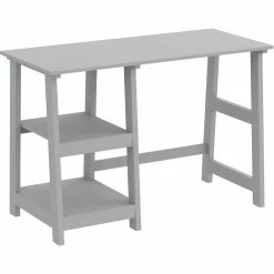 Coupon 😀 Safdie & Co. 44"L Computer Desk With 2-Open Concept Shelves In Light Grey ✨