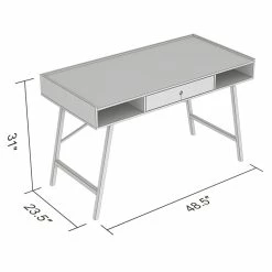 Coupon 🔔 Safdie & Co. 48.5"L-Shaped Computer Desk With 1-Drawer 2-Open Shelves In White 🥰 -Cheap Executive Store 2243984 2 L