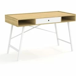 Coupon 🔔 Safdie & Co. 48.5"L-Shaped Computer Desk With 1-Drawer 2-Open Shelves In White 🥰