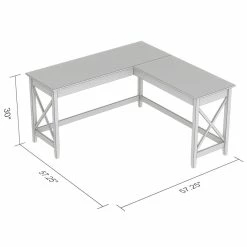 Budget 🛒 Safdie & Co. 57"L L-Shaped Computer Desk With X Sides In White 👍 -Cheap Executive Store 2243995 2 L