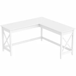 Budget 🛒 Safdie & Co. 57"L L-Shaped Computer Desk With X Sides In White 👍