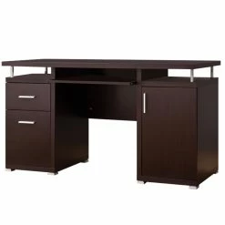 Buy 😉 Benzara Luxurious Wood Computer Desk With 2 Drawers And Cabinet In Brown ✨
