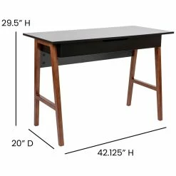Best Sale 👏 Flash Furniture Wooden Computer Desk In Black And Walnut ❤️ -Cheap Executive Store 2283408 18 L