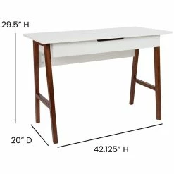Best Pirce 👍 Flash Furniture Wooden Computer Desk In White And Walnut 🥰 -Cheap Executive Store 2283410 18 L