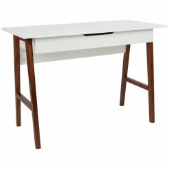 Best Pirce 👍 Flash Furniture Wooden Computer Desk In White And Walnut 🥰