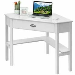Buy 💯 Costway Contemporary MDF And Pine Wood Corner Computer Desk In White 😍 -Cheap Executive Store 2301348 4 L